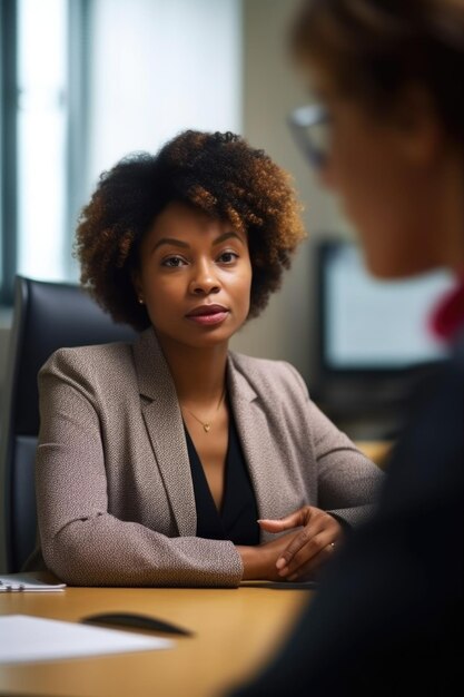 Reunión de gerentes y retrato de mujeres negras en el cargo para discutir la estrategia o visión de revisión