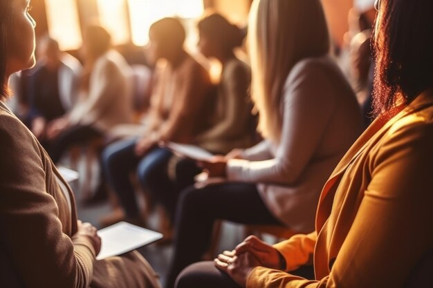 Reunión de grupo de mujeres Reunión de negocio de grupo de hombres Inteligencia artificial generativa