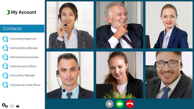 Reunión de grupo de personas de negocios en videoconferencia