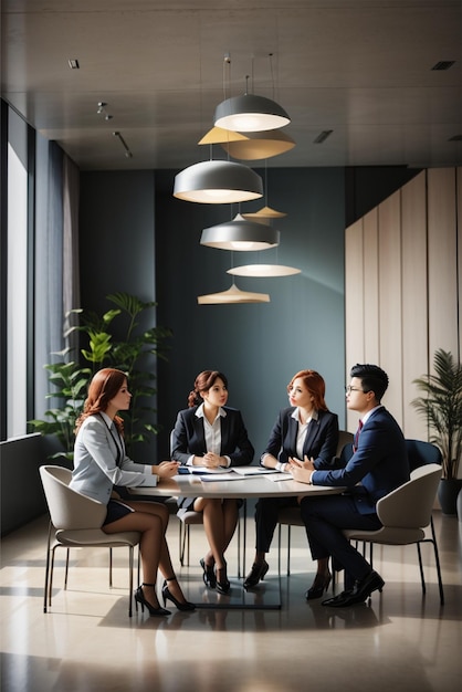 Foto una reunión de negocios de 4 personas.