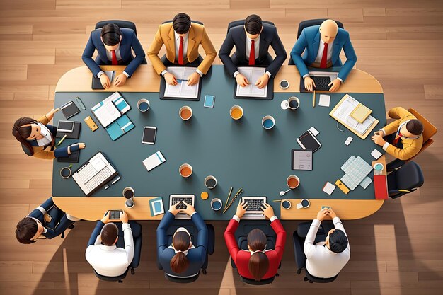 Foto reunión de negocios desde la mesa de la oficina