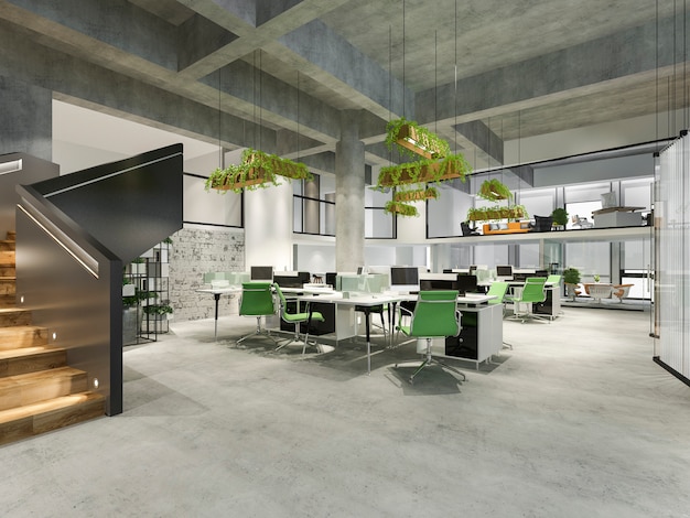 reunión de negocios y sala de trabajo verde en edificio de oficinas