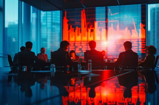 Reunión en la sala de juntas de la bolsa de valores una imagen profesional que captura una reunión en la sala del consejo