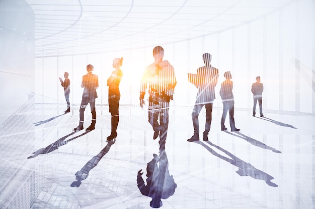 Reunión de trabajo en equipo y concepto de tecnología.