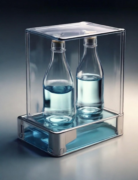Se revela una botella de vidrio en una caja de plástico