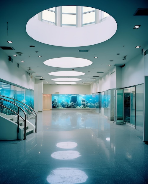 Foto reverie aquática capturando o hiperrealismo de um centro comercial vaporwave vazio