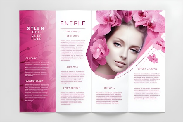 una revista con la cara de una mujer y una flor rosa en la portada