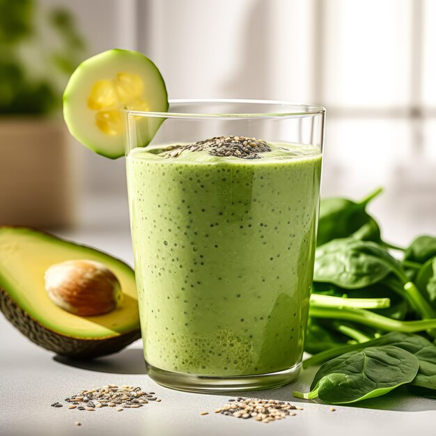 Revitalizar con un vaso de batido verde una mezcla de verduras y frutas