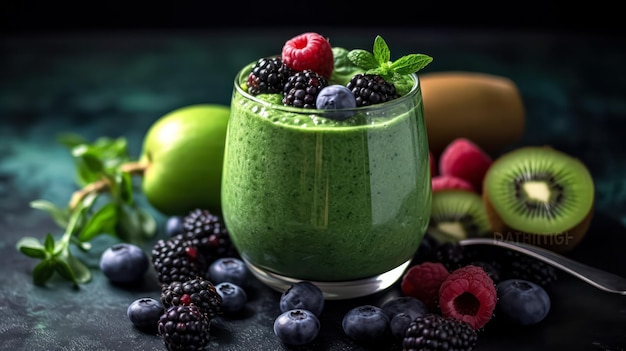 Revitalizar con un vaso de batido verde una mezcla de verduras y frutas