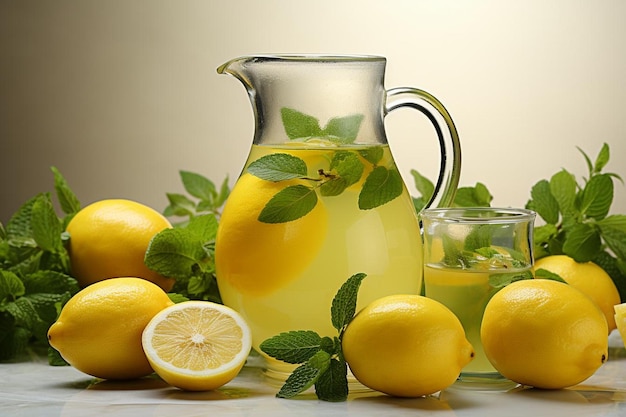 Revitalizing Lemonade Infusion em fundo branco Fotografia de imagem de limonada