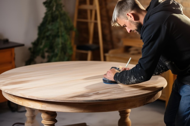 Reviving Memories FatherSon Duo transforma una vieja mesa redonda de madera con la renovación de muebles de bricolaje
