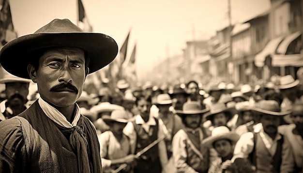 Revolução mexicana em 1910 fotografia editorial em preto e branco