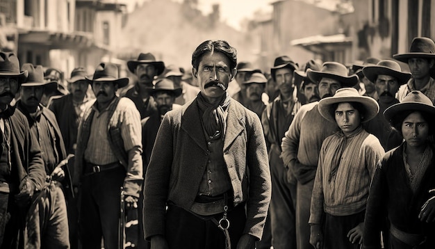 Revolución mexicana en 1910 fotografía editorial en blanco y negro