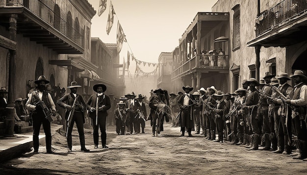 Revolución mexicana en 1910 fotografía editorial en blanco y negro