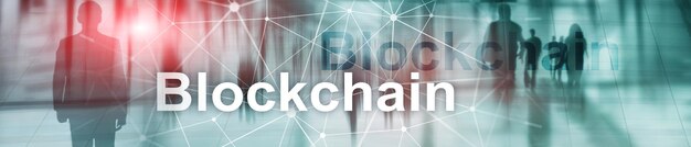 La revolución de la tecnología de innovación Blockchain en los negocios modernos Banner de encabezado del sitio web