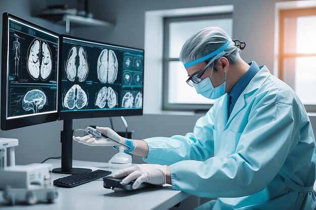 Foto revolucionando la atención neurológica la tecnología robótica y la ia en el diagnóstico cerebral