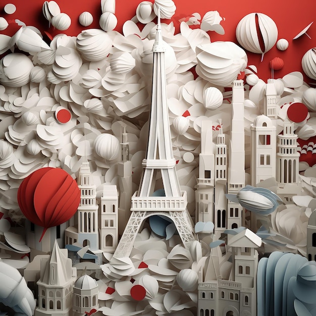 Revolution in Papier 3D Papierschnitt Kunstwerk zum Gedenken an den Tag der Bastille
