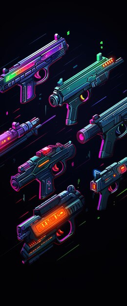 Revólveres retro Vintage Guns Pattern Wallpaper Gunfire Symphony Seamless Military Weapons Background