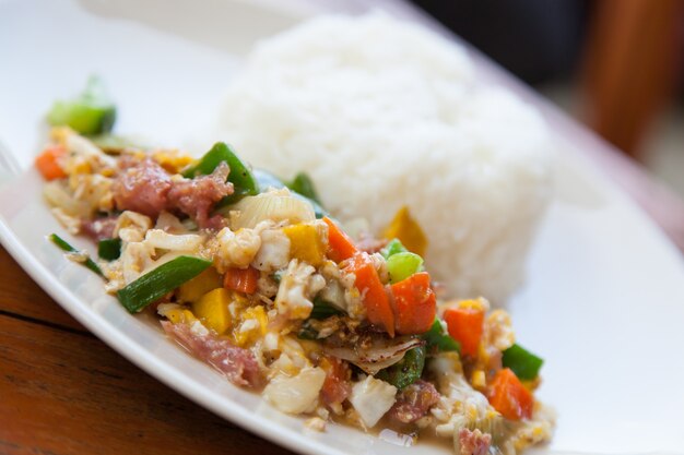 Revuelto de verduras y arroz