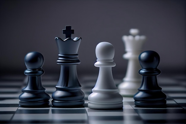 Rey de ajedrez en el juego de tablero de ajedrez con figuras de ajedrez Generado por IA