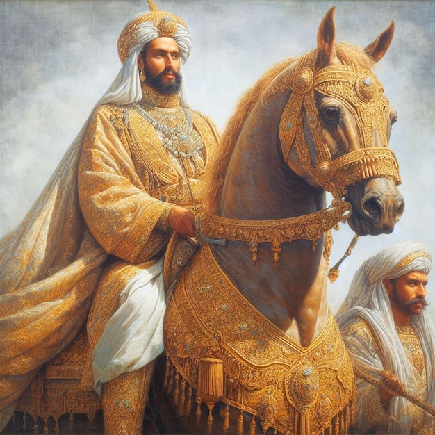El rey árabe en su caballo con su ministro
