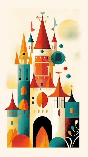 rey castillo cuento de hadas personaje dibujos animados ilustración fantasía lindo dibujo libro arte cartel gráfico