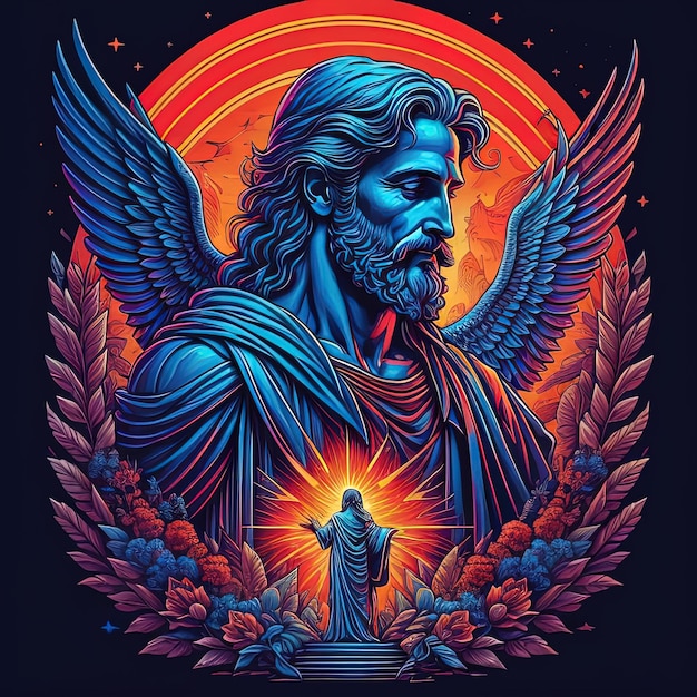 Rey Jesucristo diseño de camiseta de ilustración de arte vectorial colorido