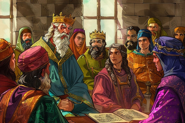 El rey Salomón, la sabiduría, la justicia, la sagacidad, el dibujo animado.