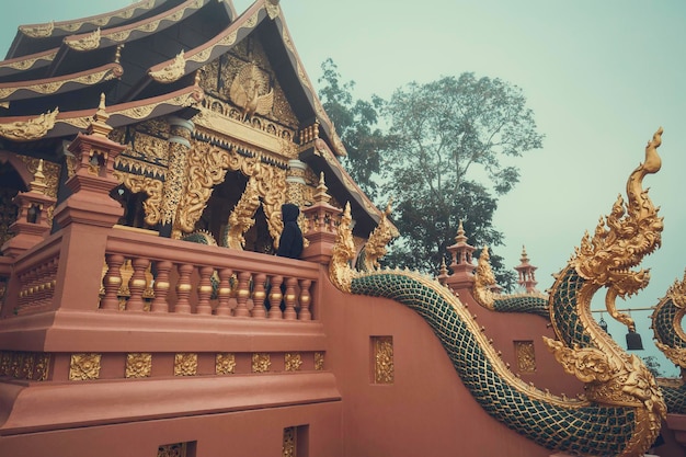 Foto rey serpiente o rey de la estatua de naga en el templo de tailandia en la montaña.