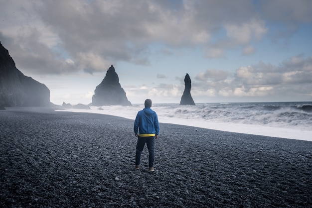 Reynisfjara schwarzer Sandstrand in Vik, Island