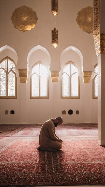 Rezando solo en la mezquita