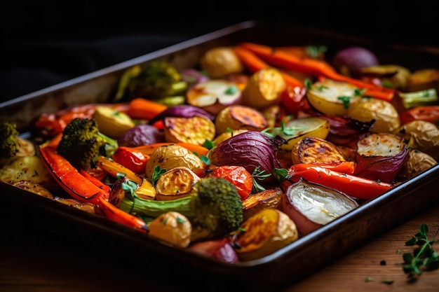 Foto rezept für ein abendessen mit geröstetem gemüse