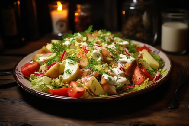 Rezept für ein Abendessen mit Salaten