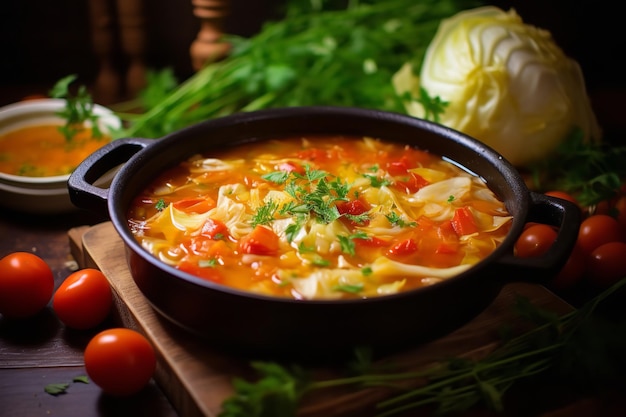 Rezept für gesundes Mittagessen mit Kohlsuppe