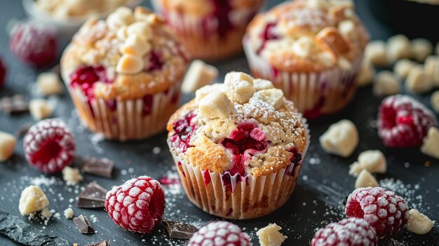 Foto rezept für köstliche himbeer-weißschokoladenmuffins