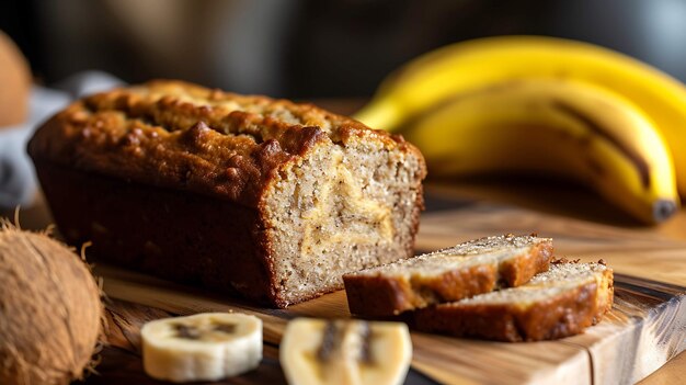 Foto rezept für kokosnussmehl-bananenbrot generative ki