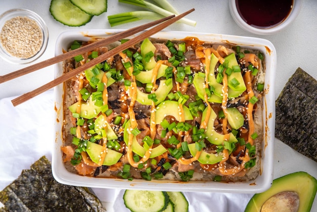 Rezept für Salmon Sushi Bake Casserole aus Philadelphia