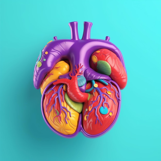 Órgãos humanos CORAÇÃO PULMÃO Doenças ilustração médica cores brilhantes