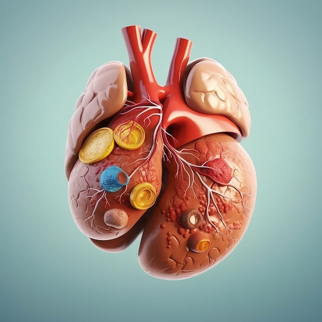 Órgãos humanos dos desenhos animados Doenças dos órgãos CORAÇÃO FÍGADO ilustração médica