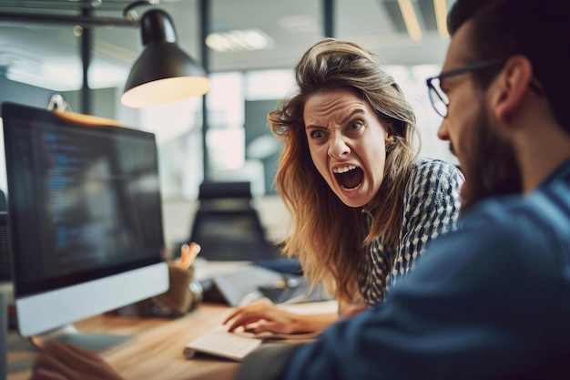 Ärgerliche Kollegen im Büro generieren Ai