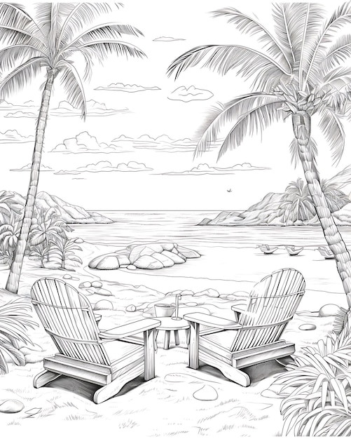 Foto rhinestone bar e cadeiras palm tree preto e branco