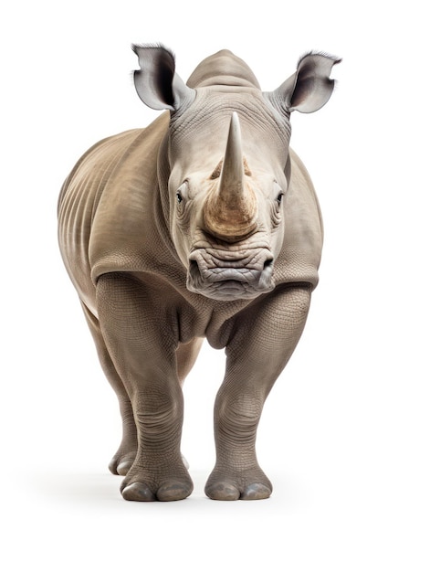 Foto rhino studio shot aislado en un fondo blanco claro ia generativa