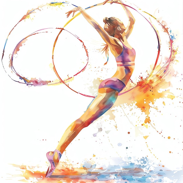 Foto rhythmische gymnastik aquarell sport-thema-aktivität