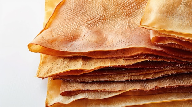 Ribbed Smoked Sheets sind gerinnte Gummi-Blätter, die aus frischem Feldlatex verarbeitet werden. Es wird als Rohstoff für die Herstellung von Gummiprodukten verwendet. Isolierter weißer Hintergrund