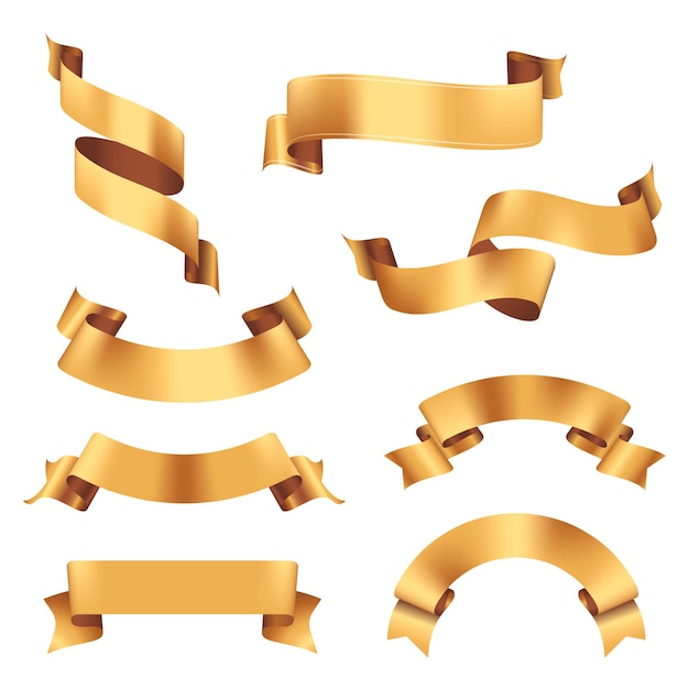 Ribbon-Clipart PNG Goldene Banner auf durchsichtigem Hintergrund