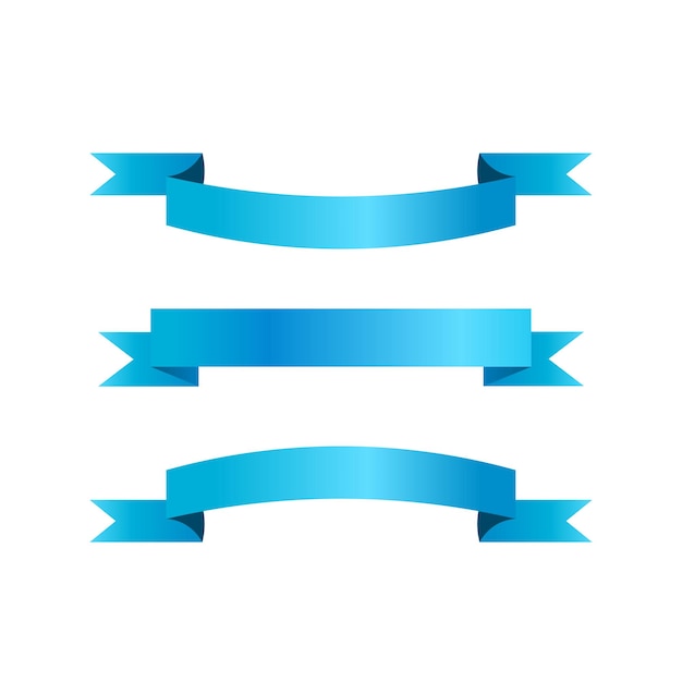 Ribbon-Mockups flache blaue Gradienten-Ribbons für Inschrift-Ikonen Vektor-Ikon en