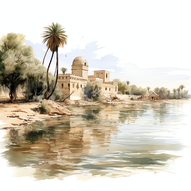Riberas inundadas durante la ilustración anual de las inundaciones del Tigris y el Éufrates