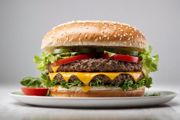 Una rica hamburguesa con tomate y queso