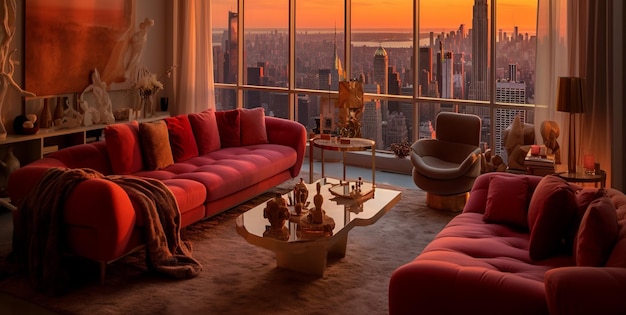 rica sala de estar moderna en estilo de nueva york