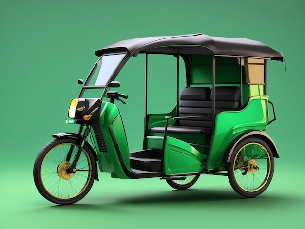 Rickshaw automático renderizado en 3D en fondo de gradiente IA generativa